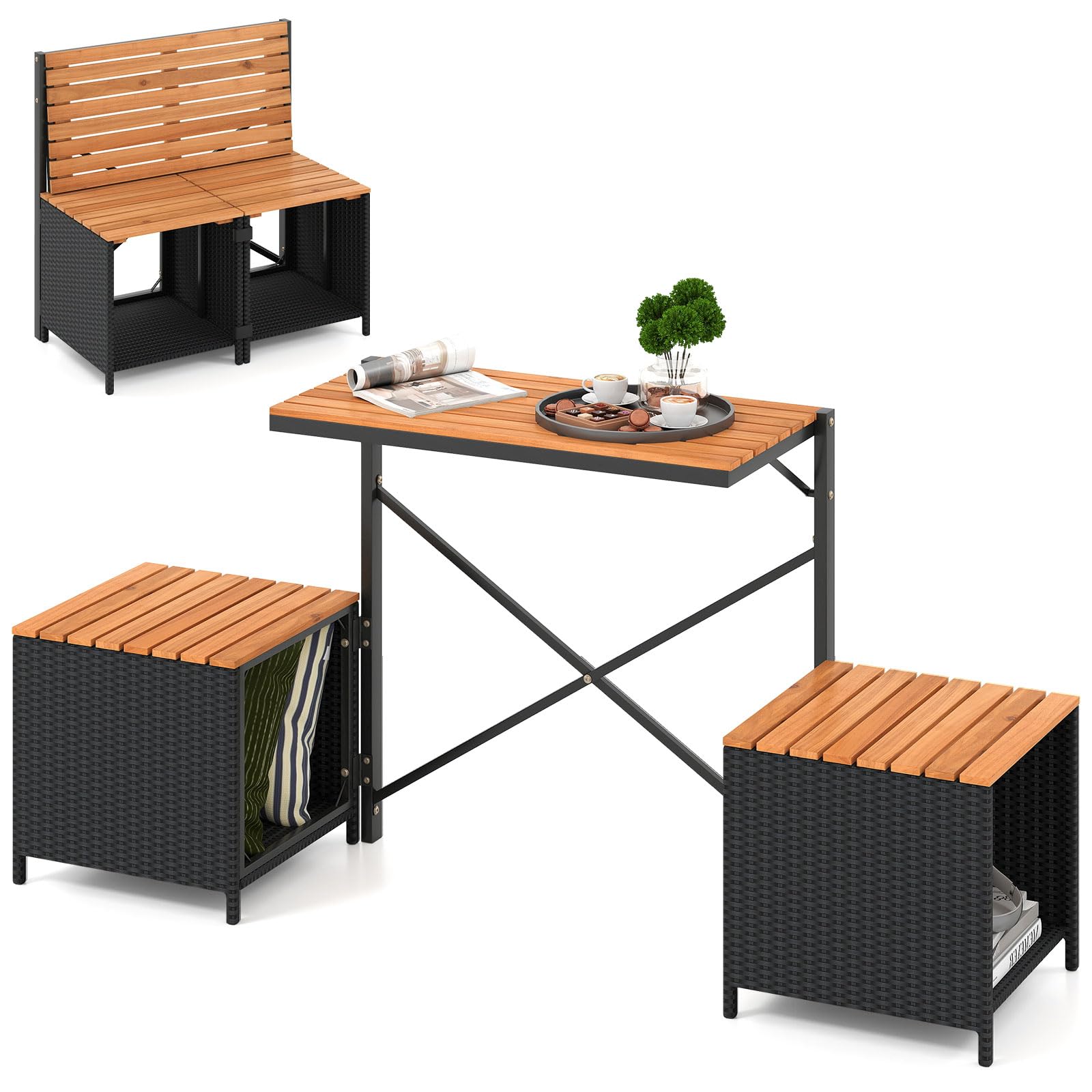 Tangkula 2-in-1 Outdoor Convertible Bench